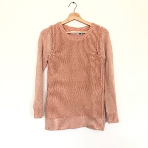 Sparrow Pink Crew Neck Sweater with Ribbed Texture